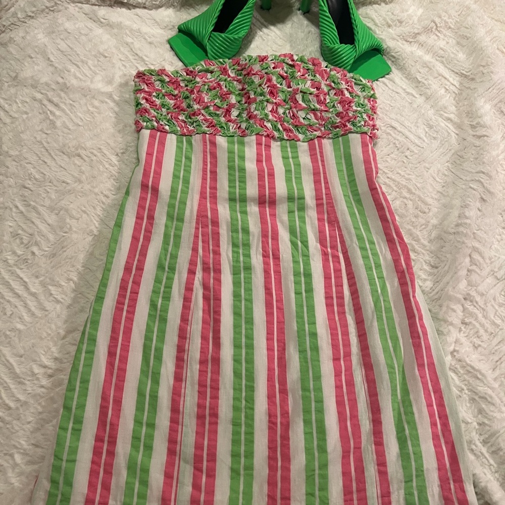 Lilly Pulitzer Pink and Green Striped Dress
